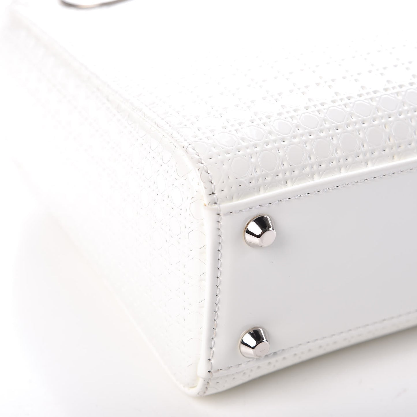 Patent Micro-Cannage Mini Lady Dior White
