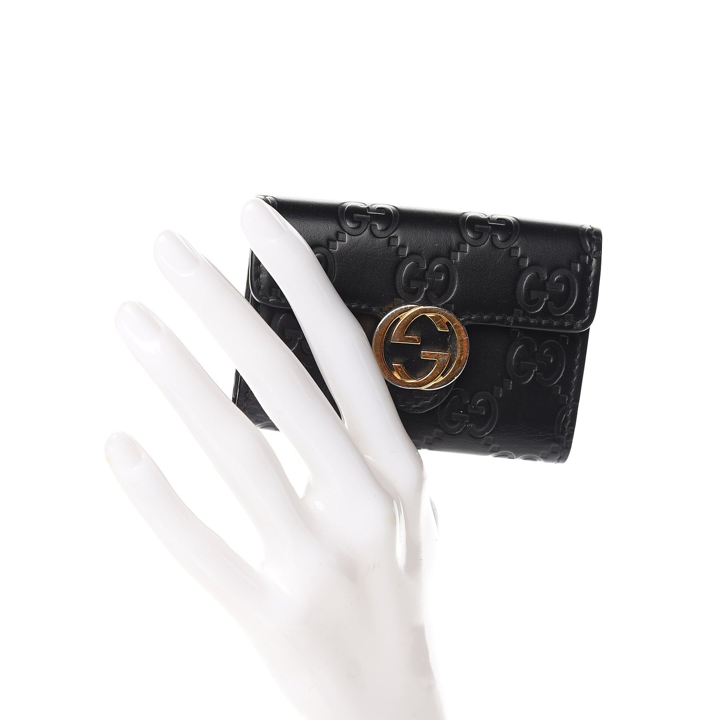 Guccissima Icon Signature 6 Key Holder Case Black