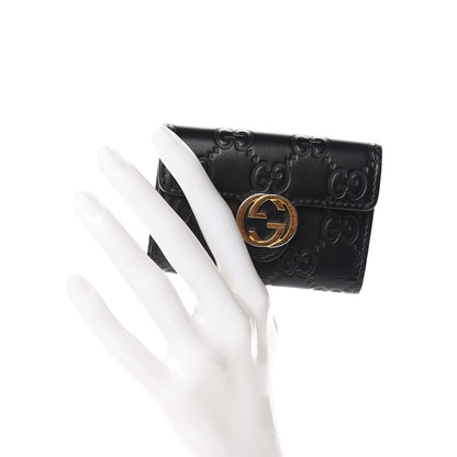 Gucci Guccissima Icon Signature 6 Key Holder Case Black 2 of 11