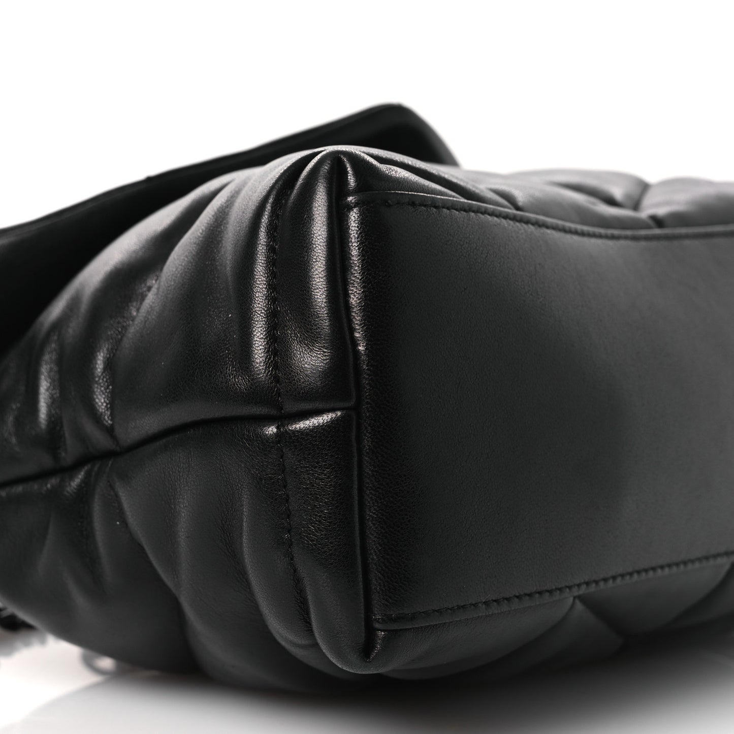 Lambskin Quilted Toy Loulou Puffer Monogram Monochrome Chain Satchel Black