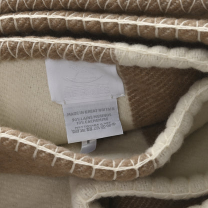 Hermes Wool Cashmere Avalon Baby Blanket Noisette Moyen White 3 of 4