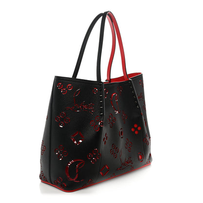 Christian Louboutin Calfskin Loubinthesky Large Perforated Cabarock Spikes Tote Black 3 of 9