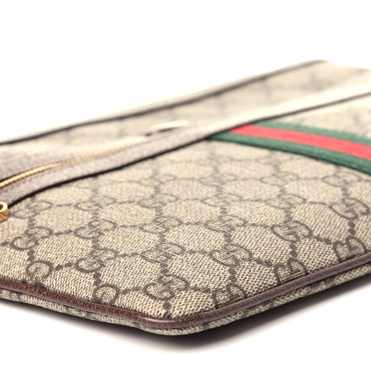 GG Supreme Monogram Large Ophidia Pouch Clutch Brown