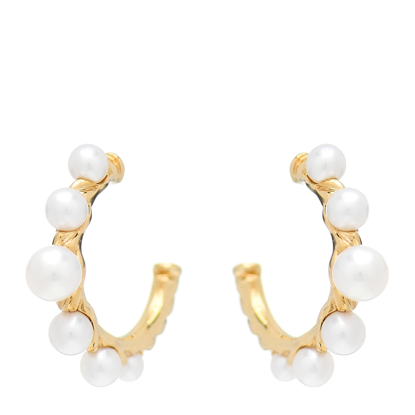 18K Yellow Gold Pearl 15mm Petite Perle Hoop Earrings