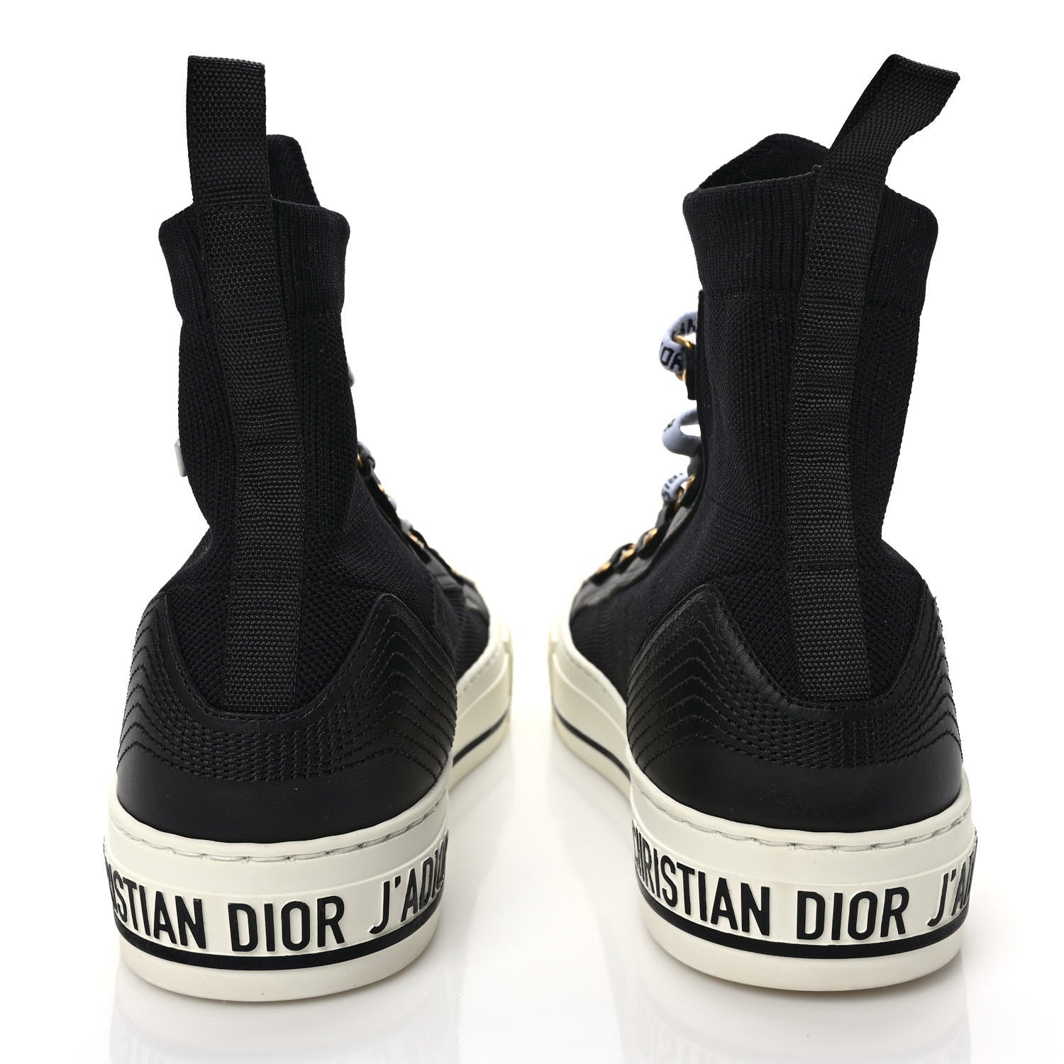 Christian Dior Technical Knit Calfskin Womens Walk'N'Dior High Top Sneakers 39.5 Black 5 of 10