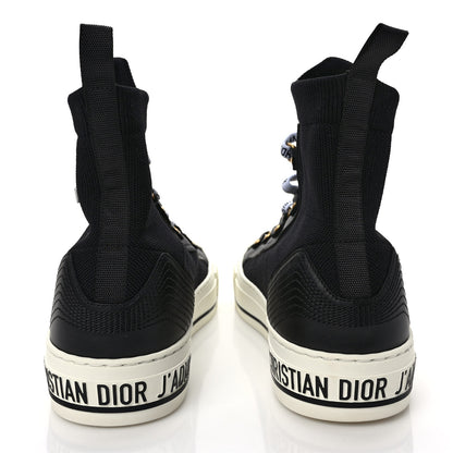 Christian Dior Technical Knit Calfskin Womens Walk'N'Dior High Top Sneakers 39.5 Black 5 of 10