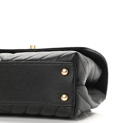 Chanel Caviar Chevron Quilted Mini Coco Handle Flap Black 6 of 11