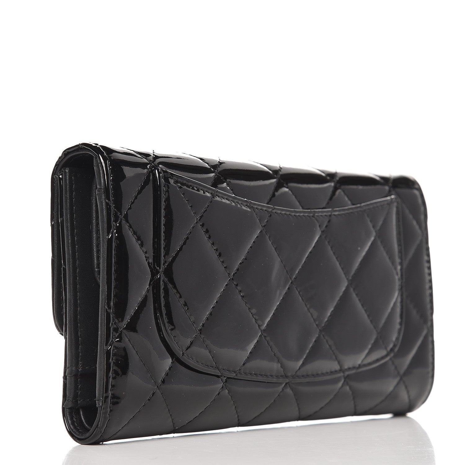 Chanel Patent Calfskin Quilted Large Flap Wallet Black 3 of 8