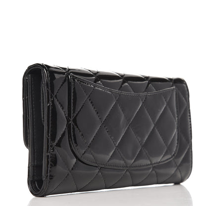 Chanel Patent Calfskin Quilted Large Flap Wallet Black 3 of 8