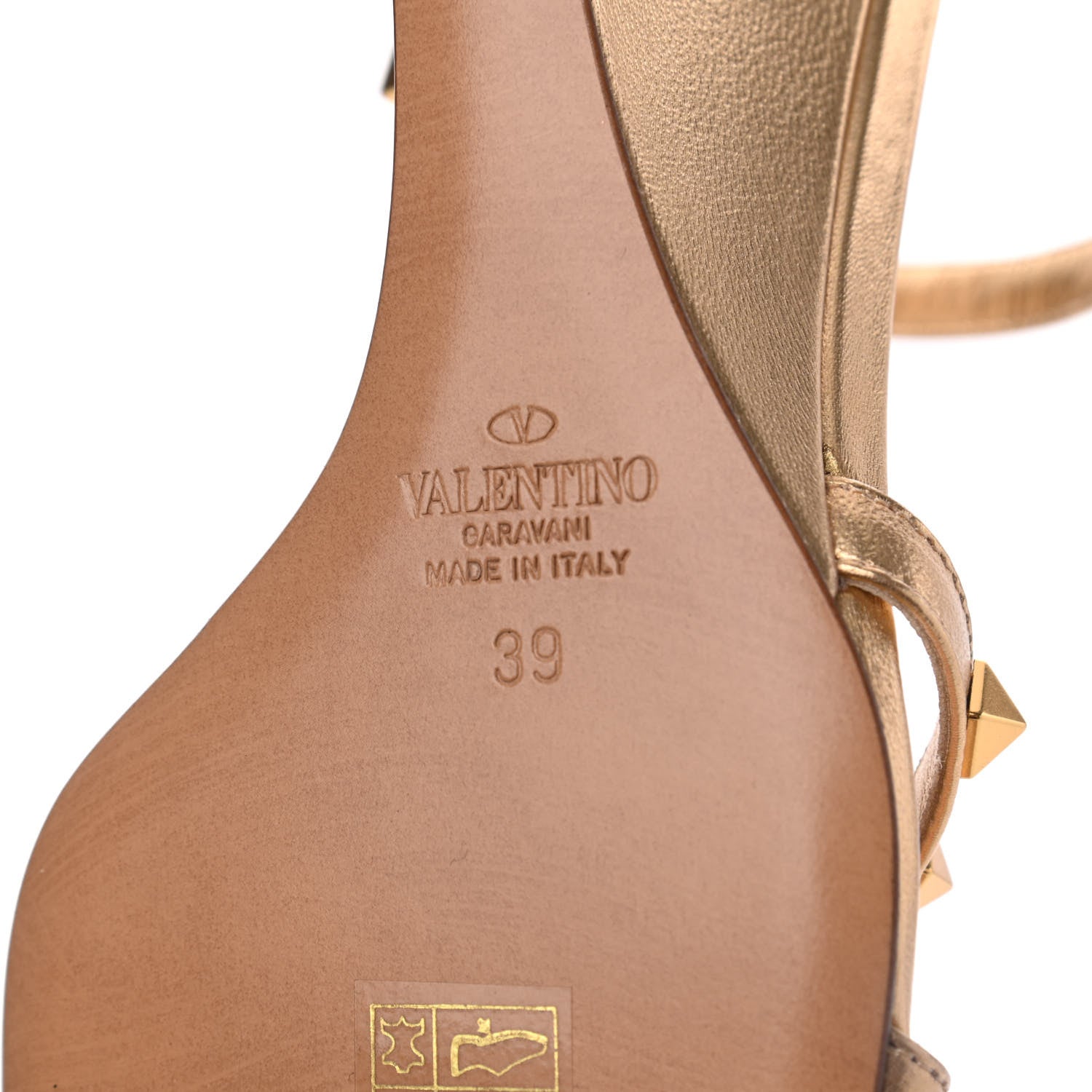 Valentino Garavani Metallic Nappa Rockstud Wedge Slide Sandals 39 Antique Brass 7 of 9