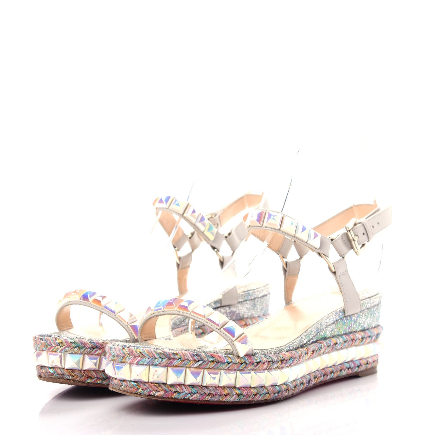 Christian Louboutin Glitter Luminor Cataclou 60 Platform Sandals 37 Navy Dark Gun 3 of 9