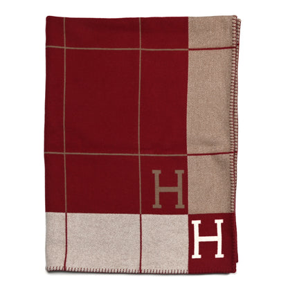 Hermes Wool Cashmere Avalon Blanket Ecru Rouge H 2 of 4