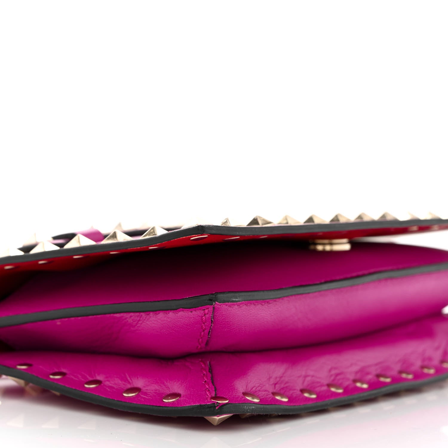 Valentino Garavani Nappa Small Rockstud Wristlet Clutch Fuxia 7 of 10