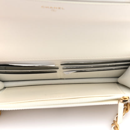 Chanel Goatskin Quilted Chanel 19 Wallet On Chain WOC White 5 of 19