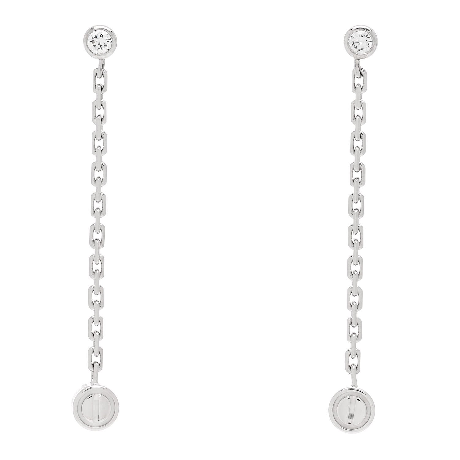 Cartier 18K White Gold Diamond LOVE Drop Earrings 1 of 5