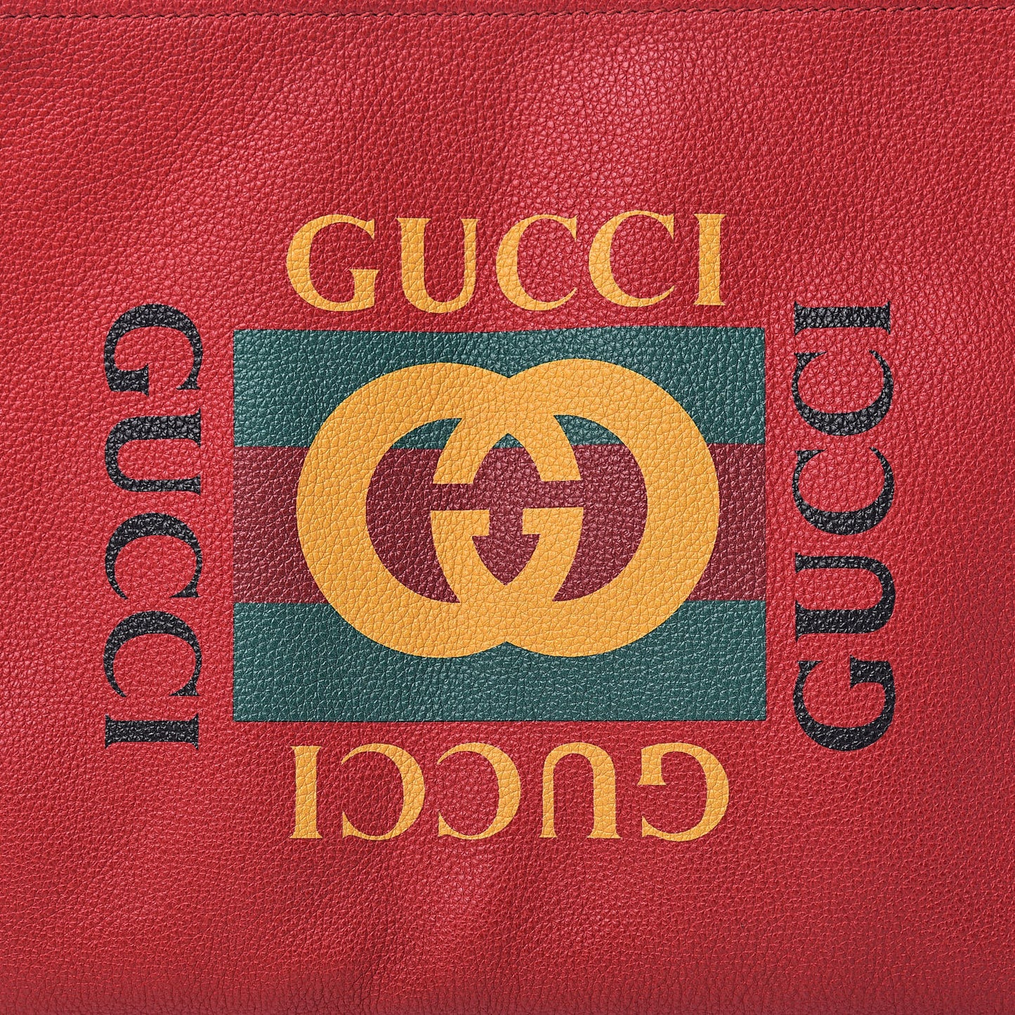 Pebbled Calfskin Medium Logo Portfolio Clutch Hibiscus Red