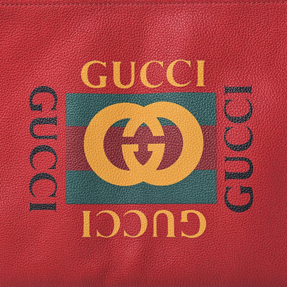 Gucci Pebbled Calfskin Medium Logo Portfolio Clutch Hibiscus Red 8 of 8