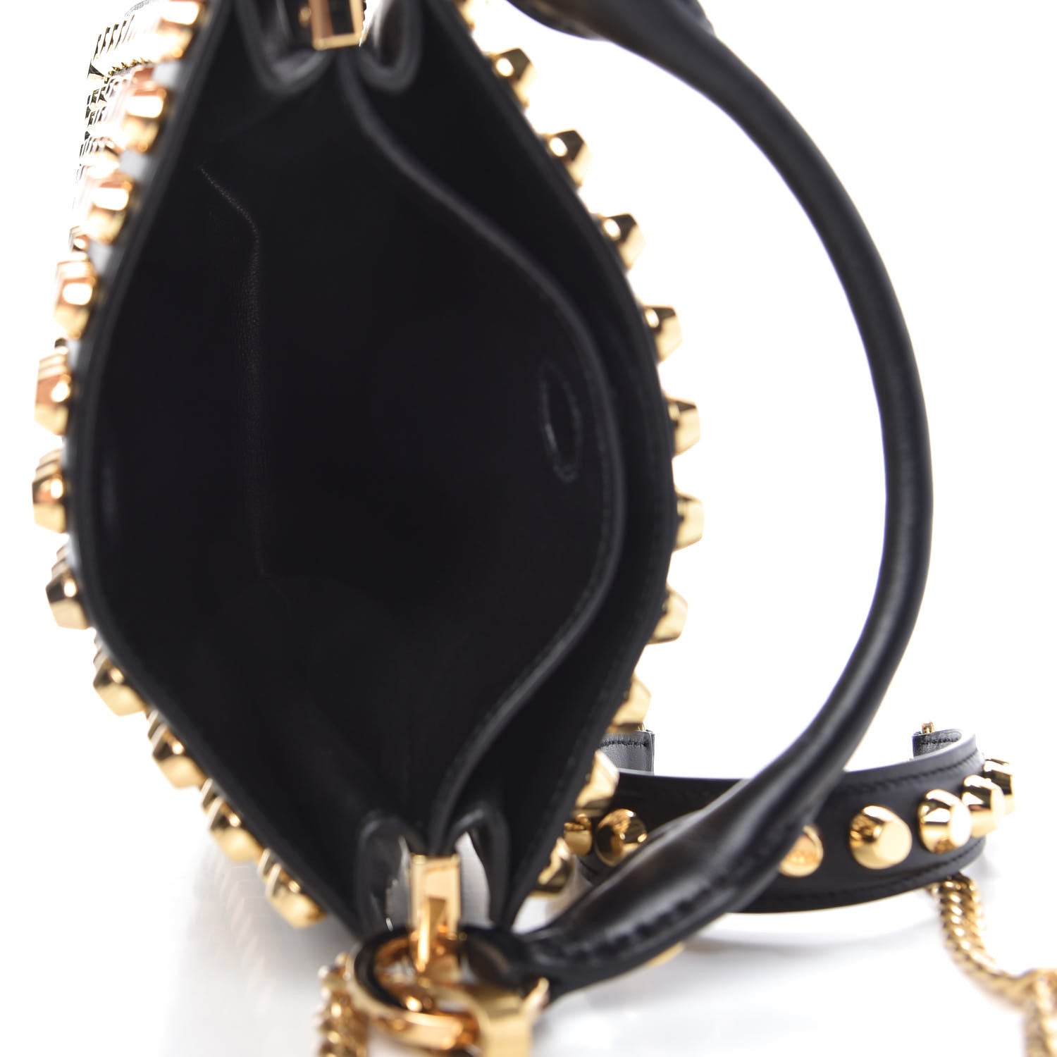 Prada City Calfskin Studded Small Margit Bag Black 5 of 11