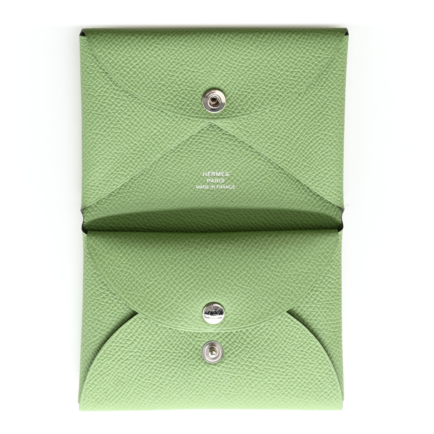 Hermes Epsom Calvi Duo Card Case Vert Criquet 5 of 9