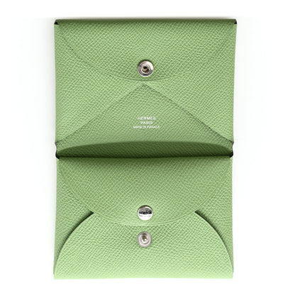 Hermes Epsom Calvi Duo Card Case Vert Criquet 5 of 9