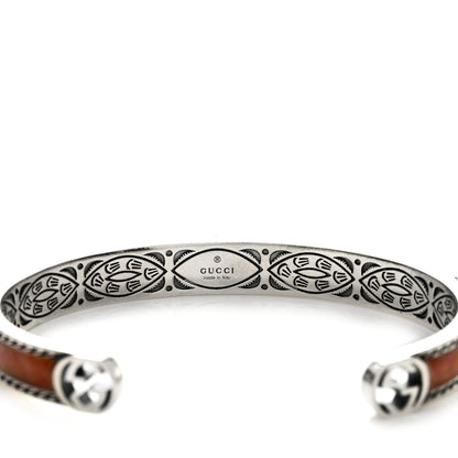 Gucci Sterling Silver Enamel Thin Interlocking G Cuff Bracelet 18 3 of 3