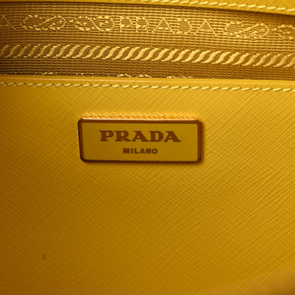 Prada Saffiano Vernice Floral Bauletto Bag Girasole 6 of 9