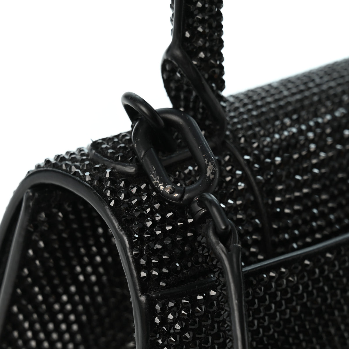 Strass Suede Hourglass Top Handle Bag XS Black Jet