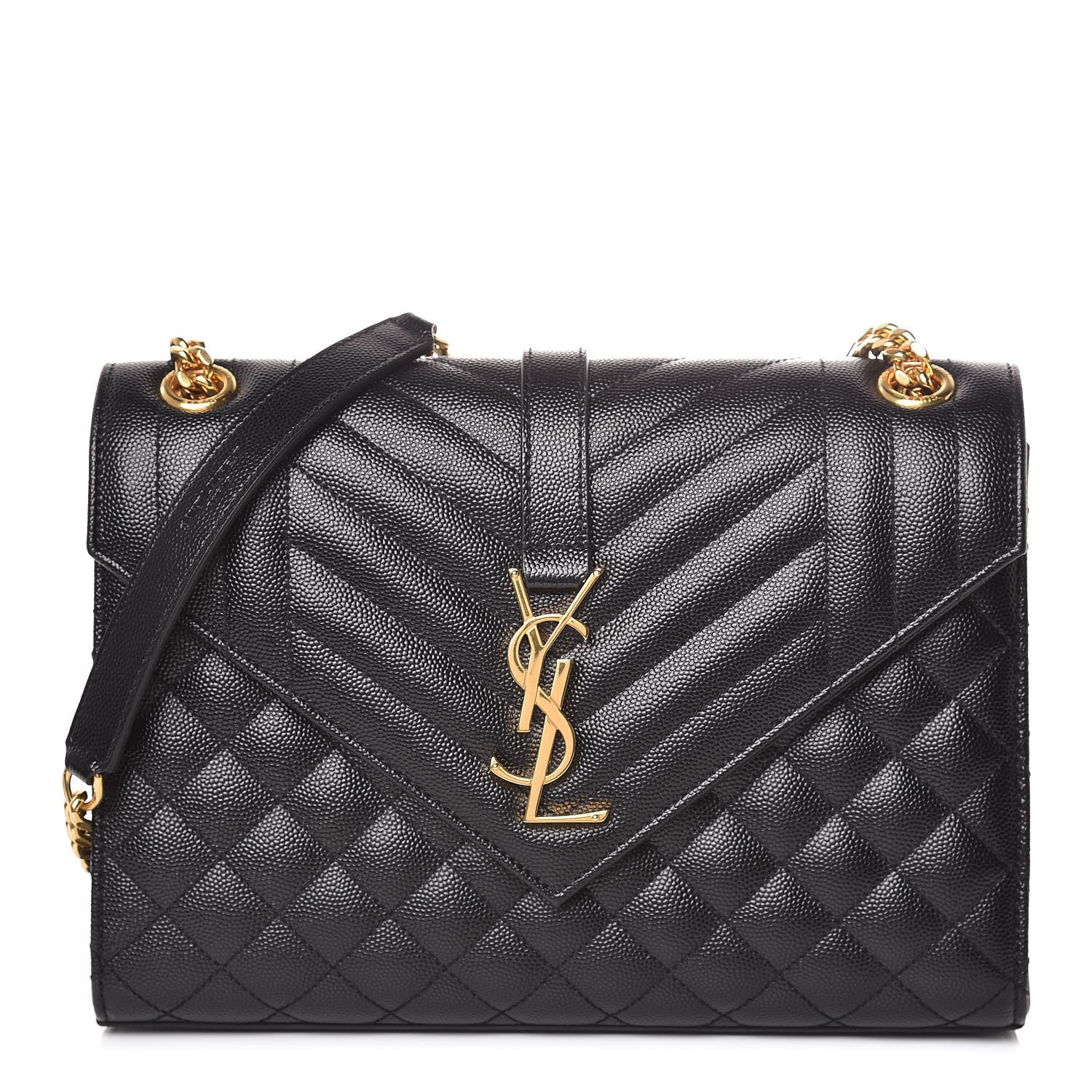 Saint Laurent Grain De Poudre Textured Mixed Matelasse Triquilt Medium Monogram Satchel Black 1 of 9