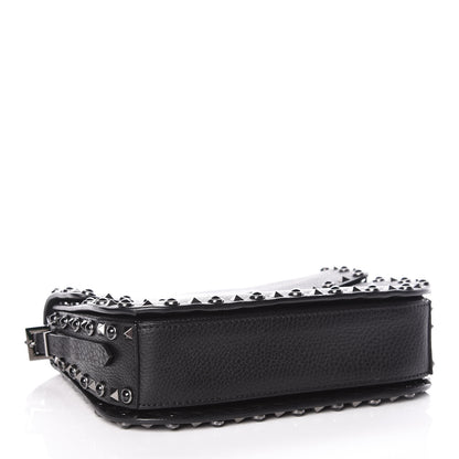 Valentino Garavani Pebbled Calfskin Onyx Medium Rockstud Rolling Flap Saddle Bag Black 4 of 8