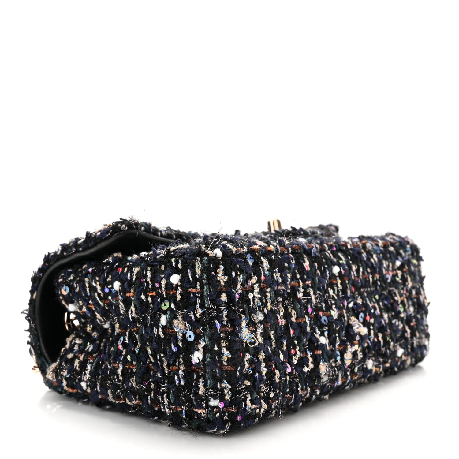 Chanel Glittered Tweed Quilted Mini Rectangular Flap Navy Blue Mulitcolor 4 of 11