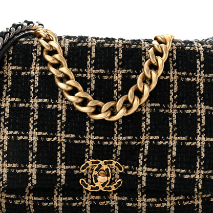 Chanel Tweed Maxi Chanel 19 Flap Black Beige 8 of 10