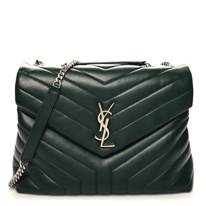Saint Laurent Calfskin Y Quilted Monogram Medium Loulou Chain Satchel Olive 1 of 12