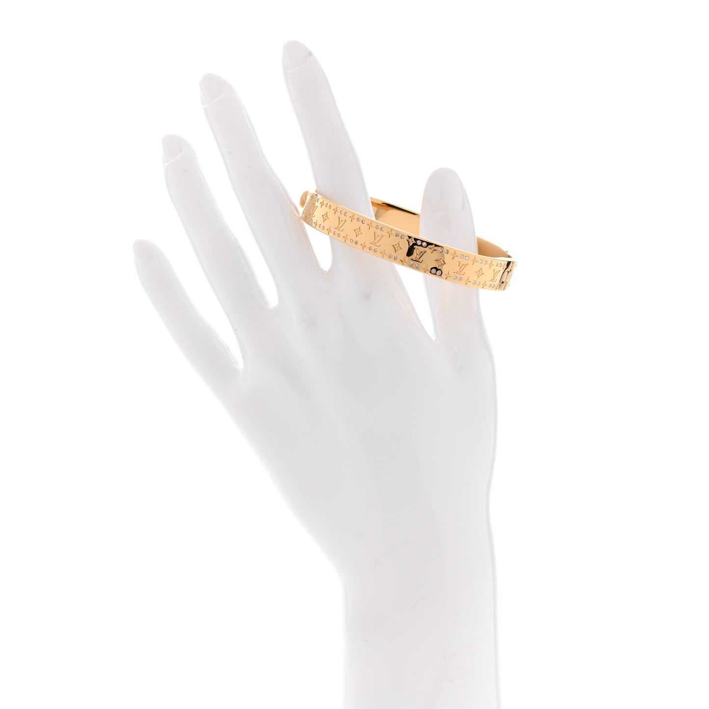 Brass Crystal Monogram Nanogram Strass Cuff M Gold
