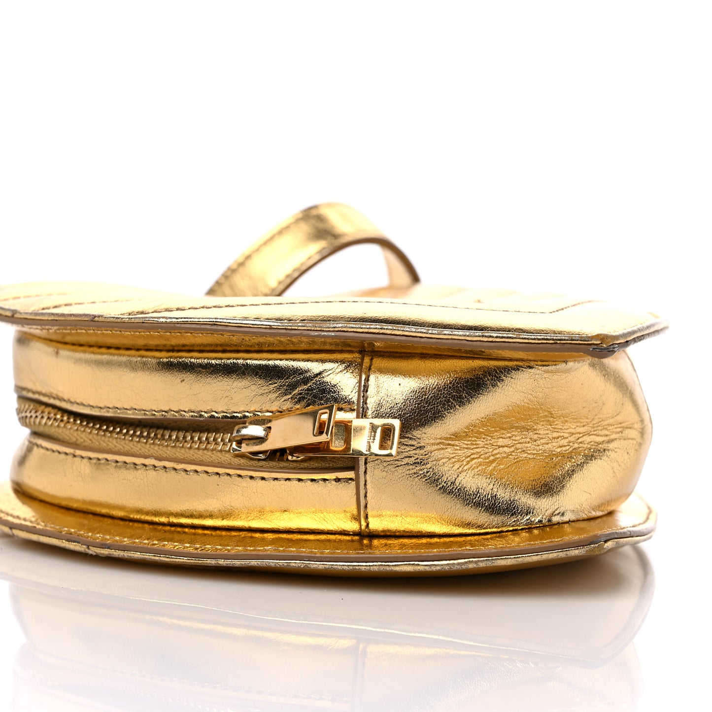 Metallic Calfskin Matelasse Chevron Monogram Small Love Heart Chain Bag Gold