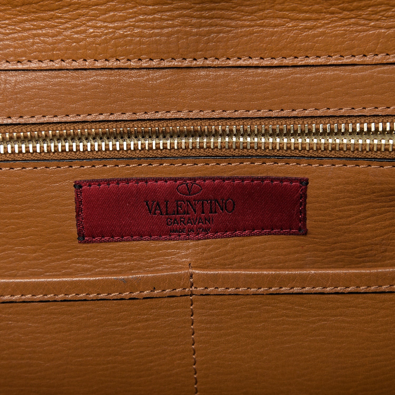 Valentino Garavani Textured Calfskin Medium Rockstud Tote Camel 5 of 14