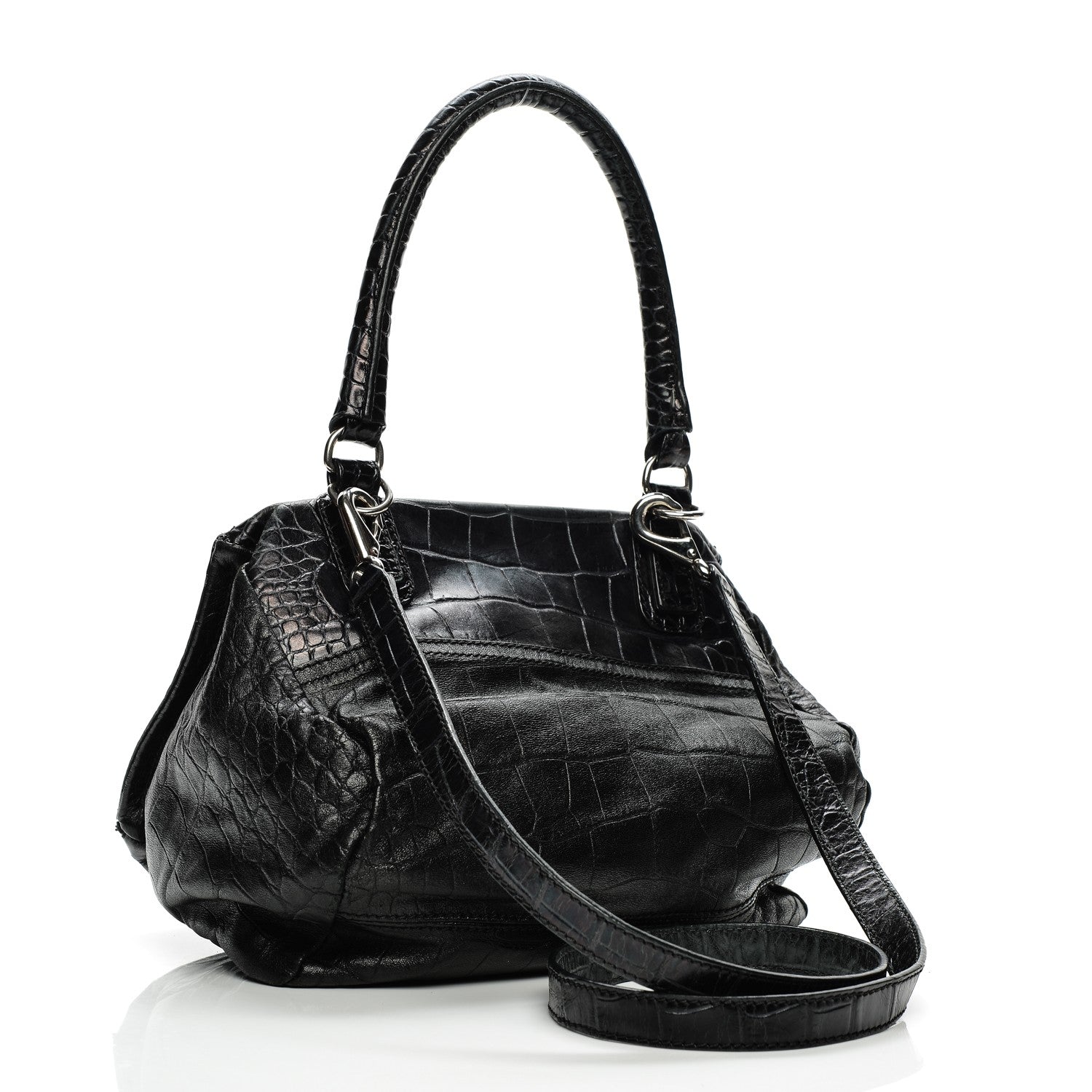 Givenchy Calfskin Crocodile Embossed Small Pandora Black 3 of 13