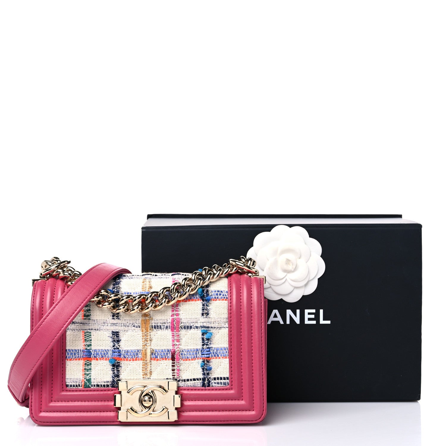 Chanel Lambskin Tweed Quilted Small Boy Flap Dark Pink 18 of 18
