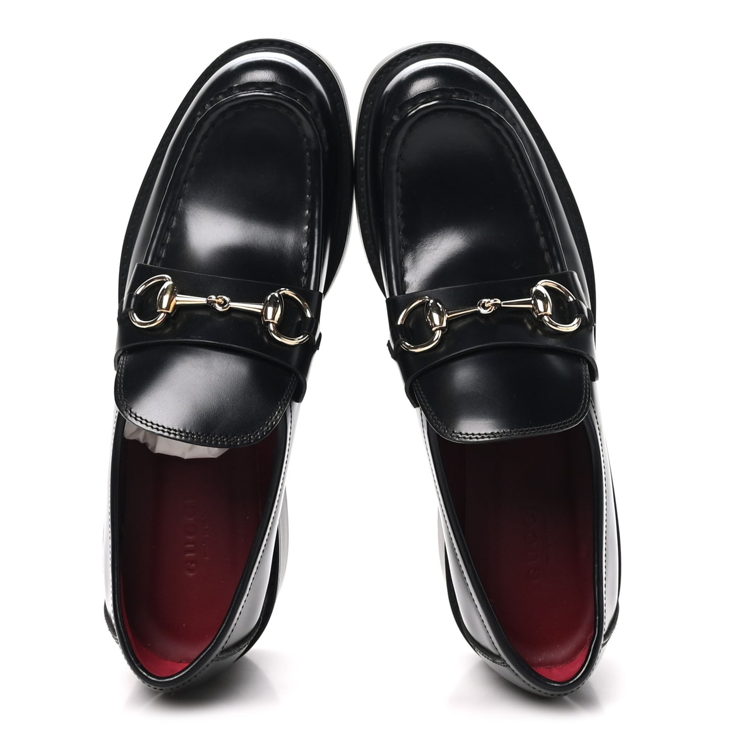 Calfskin Horsebit Womens Lug Sole Loafers 37 Black