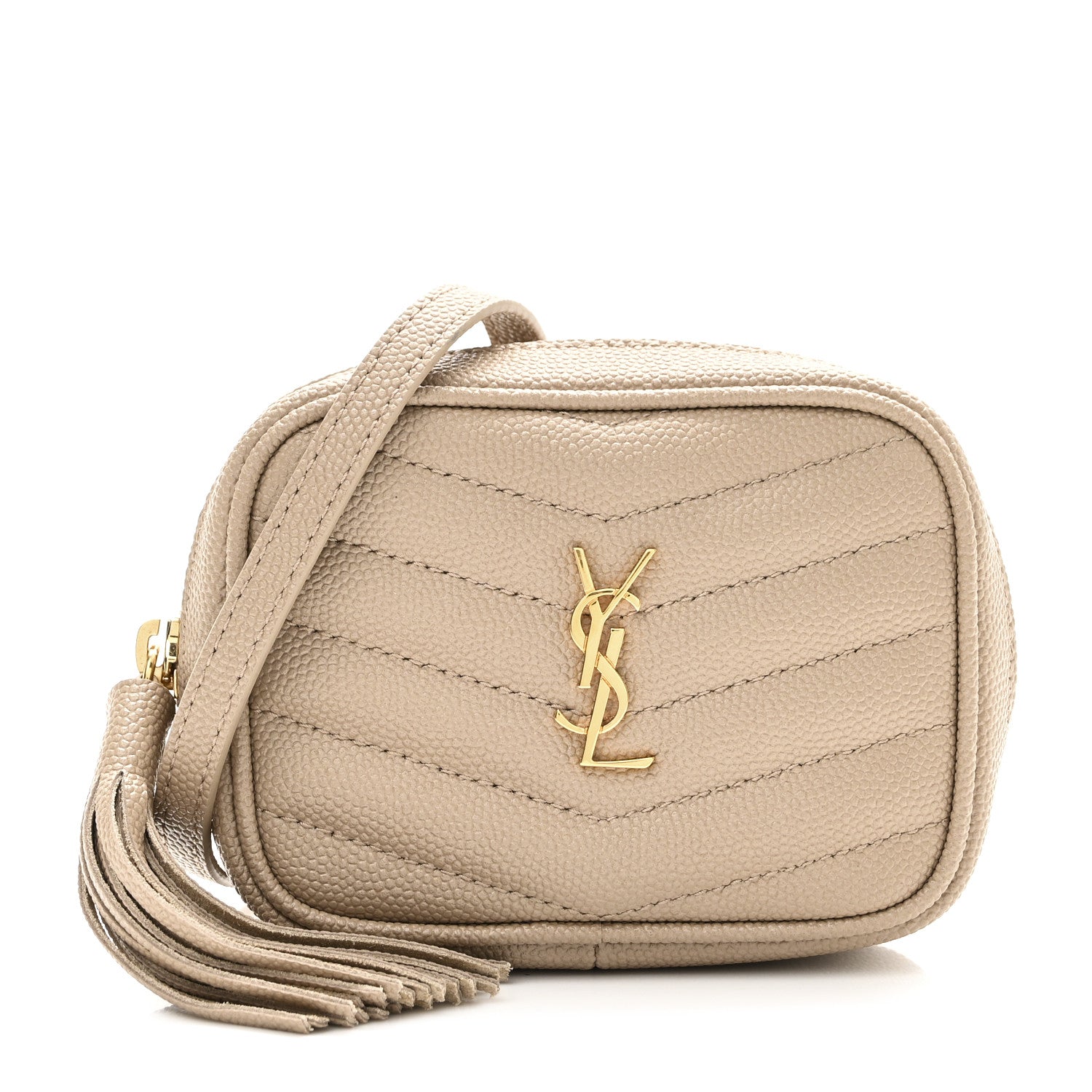 Saint Laurent Grain De Poudre Matelasse Monogram Baby Lou Camera Bag Dark Beige 1 of 10
