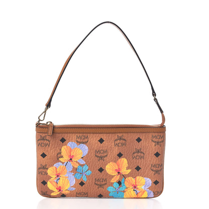 MCM Visetos Anya Essential Flower Print Shopper Tote Pouch Cognac 1 of 7