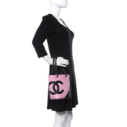 Chanel Calfskin Quilted Small Cambon Tote Pink Black 2 of 11