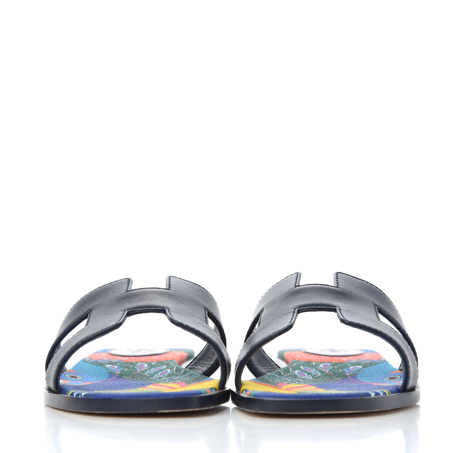 Hermes Calfskin Oran Sandals 37.5 Bleu 2 of 20