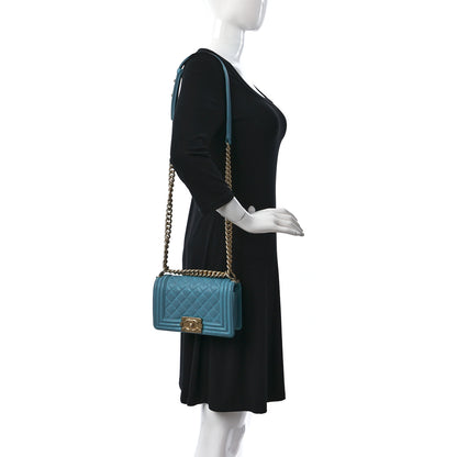 Chanel Caviar Quilted Small Boy Flap Turquoise 2 of 11