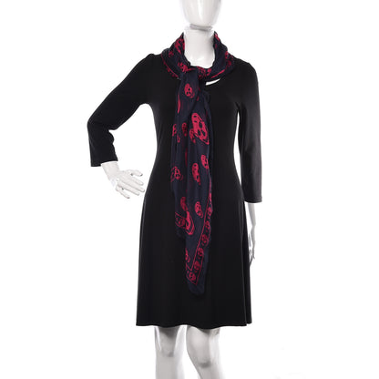 Alexander McQueen Silk Chiffon Skull Scarf Navy Pink 2 of 4