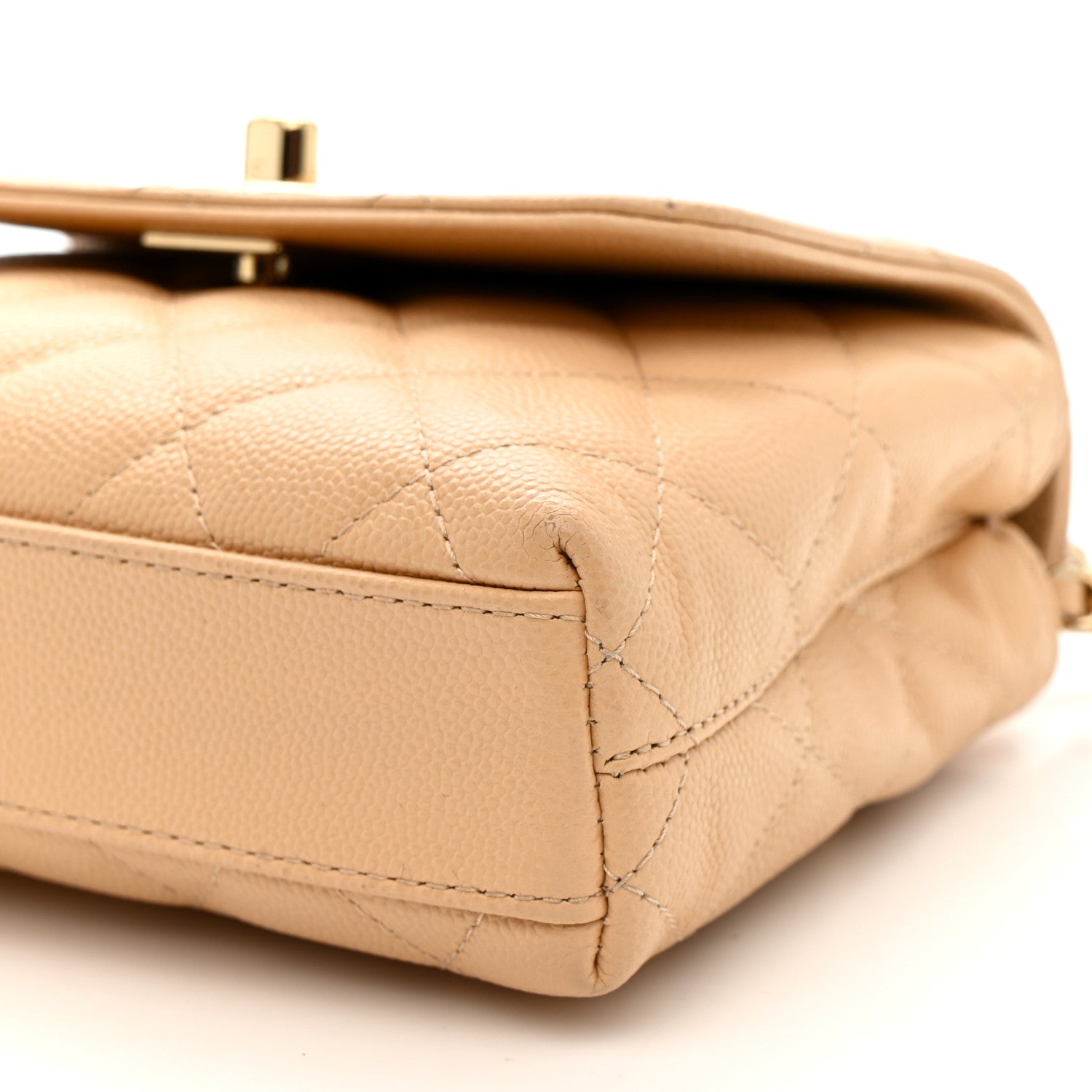 Chanel Caviar Quilted Coco Handle Clutch With Chain Beige 10 of 11