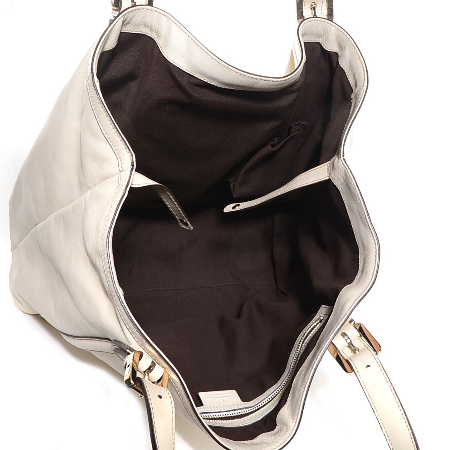 Leather Web Large Britt Tote Off White