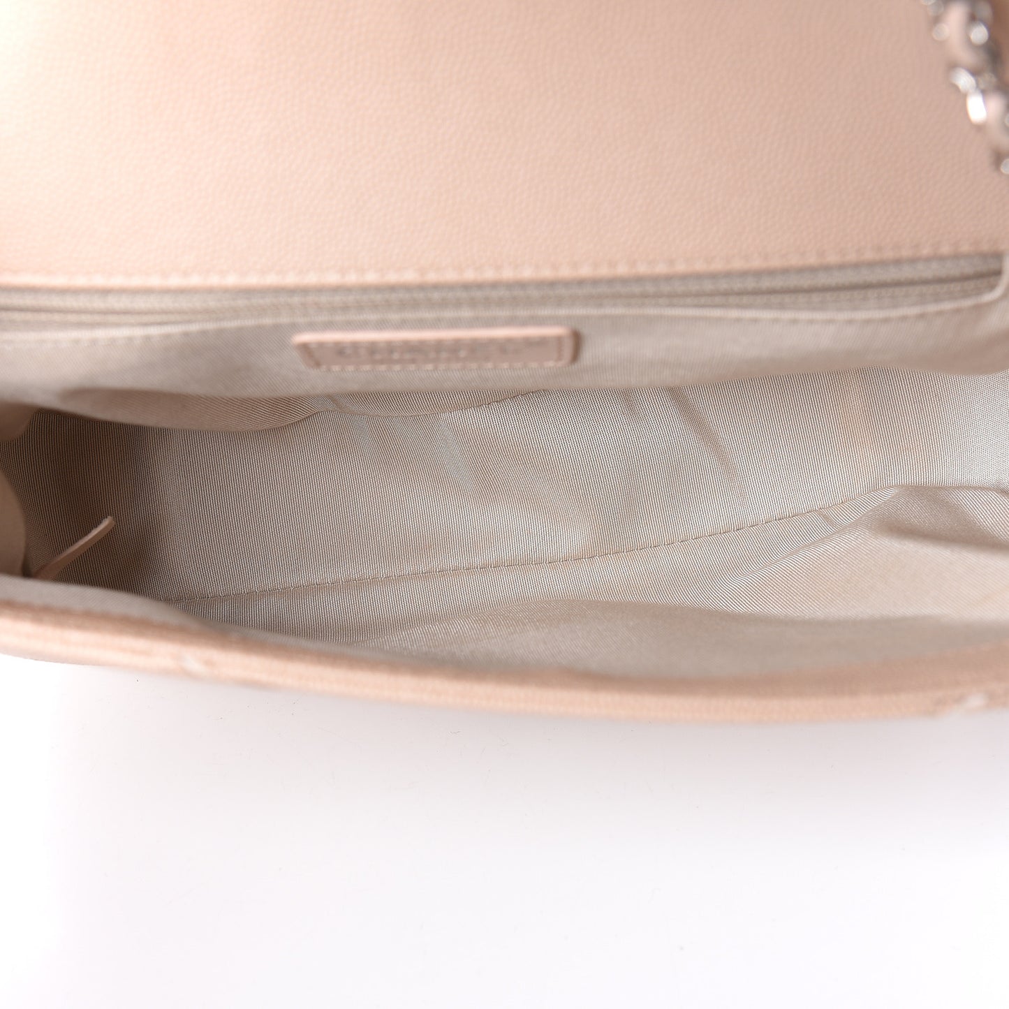 Caviar Macro Chevron Single Flap Beige