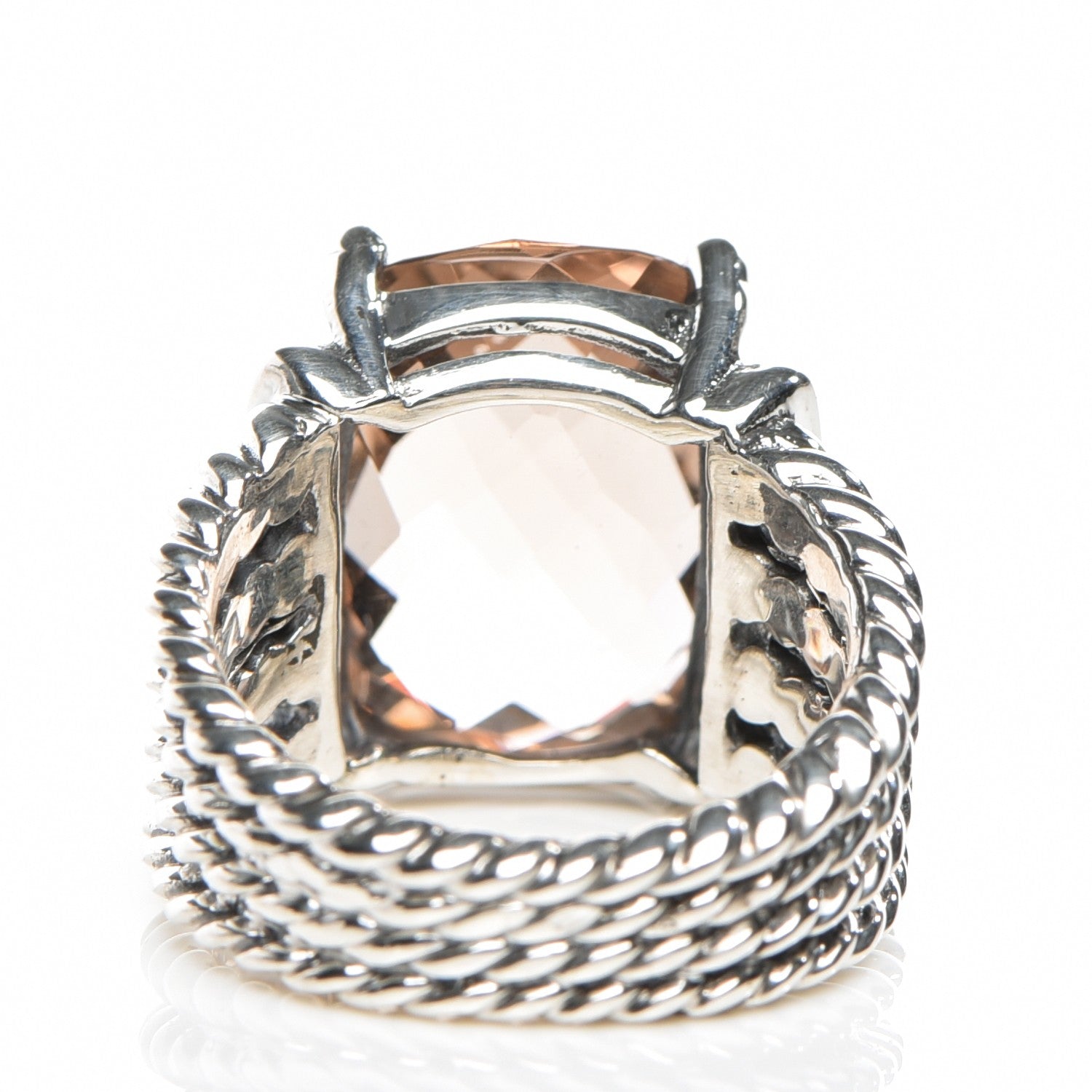 David Yurman Sterling Silver Diamond Morganite 16mm Wheaton Ring 51 5.75 3 of 5
