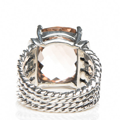 David Yurman Sterling Silver Diamond Morganite 16mm Wheaton Ring 51 5.75 3 of 5