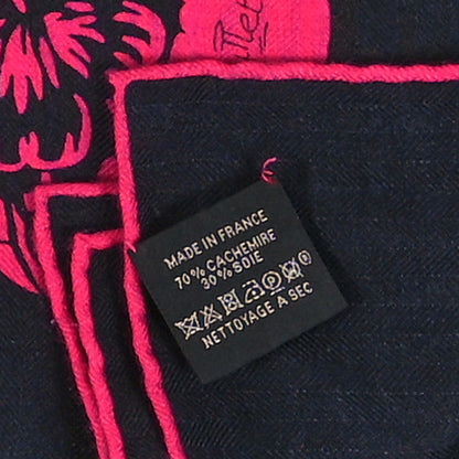 Hermes Cashmere Silk Jungle Love Tattoo Shawl 140 Bleu Noir Rose Vif 8 of 8